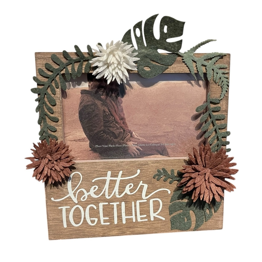 Primitives by Kathy Wooden Frame Floral Accents Boho 5x3 Better Together